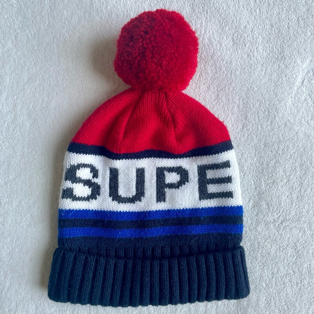 Superdry Pom Beanie - Red and Blue